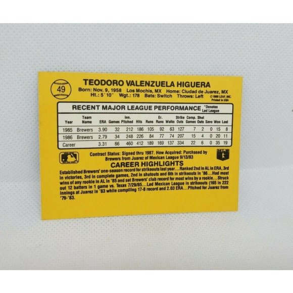 Donruss 87 BJ Surhoff, Ted Higuera, Mike Birkbeck & Ted Higuera Baseball Cards - Picture 7 of 11